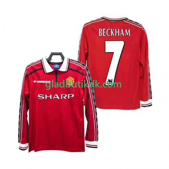 Hjemmebane Trøje Manchester United BECKHAM 7 Retro 1998 1999 L/Æ Mænd