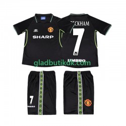 3. Valg Trøje Manchester United Beckham 7 Retro 1998 1999 K/Æ Børn(+Shorts)