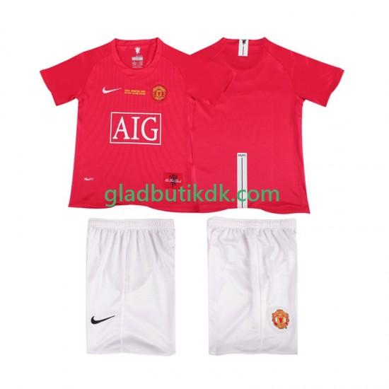 Hjemmebane Trøje Manchester United Retro Champions League 2007 2008 K/Æ Børn(+Shorts)