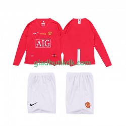 Hjemmebane Trøje Manchester United Retro Premier League 2008 2009 L/Æ Børn(+Shorts)