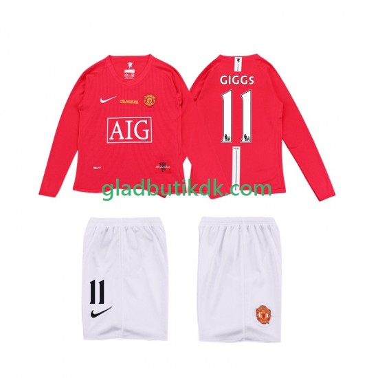 Hjemmebane Trøje Manchester United GIGGS 11 Retro Premier League 2008 2009 L/Æ Børn(+Shorts)