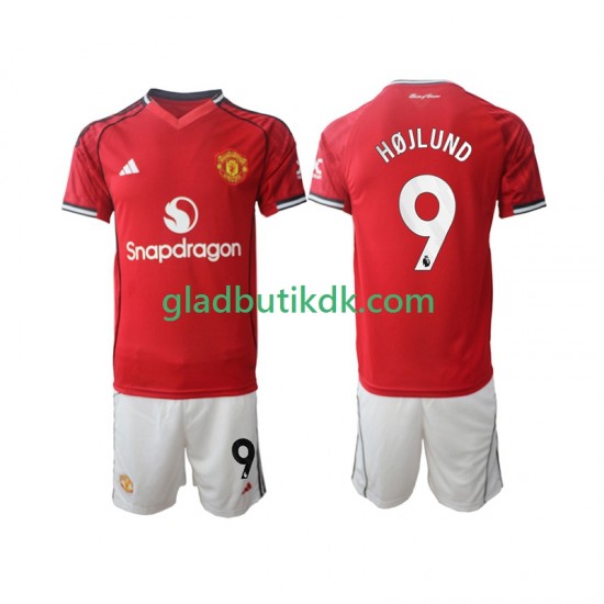 Hjemmebane Trøje Manchester United Rasmus Hojlund 9 2025-2026 K/Æ Børn(+Shorts)