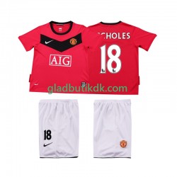 Hjemmebane Trøje Manchester United SCHOLES 18 Retro 2009 2010 K/Æ Børn(+Shorts)