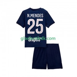 Hjemmebane Trøje Paris Saint-Germain Nuno Mendes 25 2025-2026 K/Æ Børn(+Shorts)