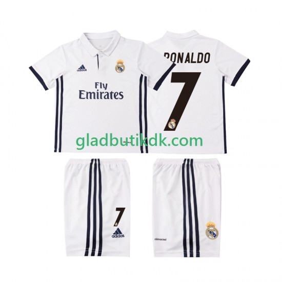 Hjemmebane Trøje Real Madrid Cristiano Ronaldo 7 Retro 2016 2017 K/Æ Børn(+Shorts)