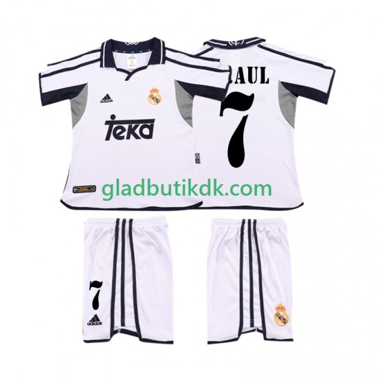 Hjemmebane Trøje Real Madrid RAUL 7 Retro 2001 2002 K/Æ Børn(+Shorts)