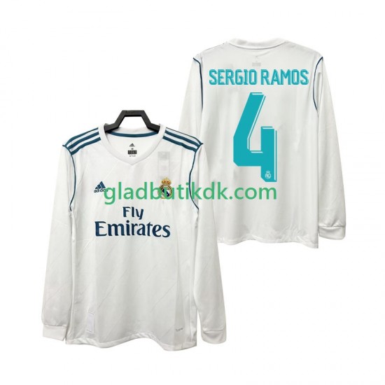 Hjemmebane Trøje Real Madrid SERGIO RAMOS 4 Retro 2017 2018 L/Æ Mænd