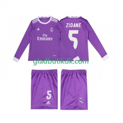 Udebane Trøje Real Madrid ZIDANE 5 Retro 2016 L/Æ Børn(+Shorts)