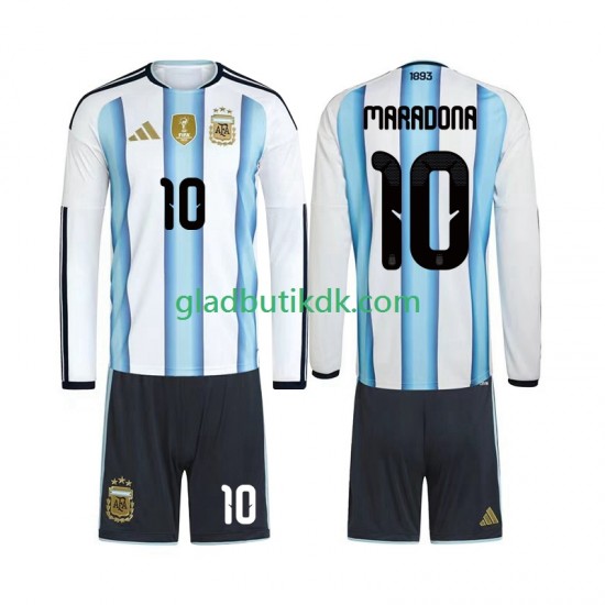 Hjemmebane Trøje Argentina Maradona 10 World Cup 2026 L/Æ Børn(+Shorts)