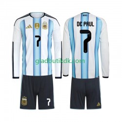 Hjemmebane Trøje Argentina Rodrigo De Paul 7 World Cup 2026 L/Æ Børn(+Shorts)