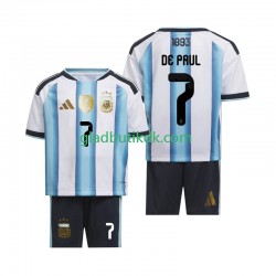 Hjemmebane Trøje Argentina Rodrigo De Paul 7 World Cup 2026 K/Æ Børn(+Shorts)