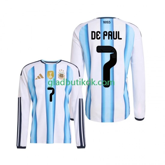 Hjemmebane Trøje Argentina Rodrigo De Paul 7 World Cup 2026 L/Æ Mænd