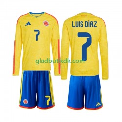 Hjemmebane Trøje Colombia Luis Diaz 7 World Cup 2026 L/Æ Børn(+Shorts)