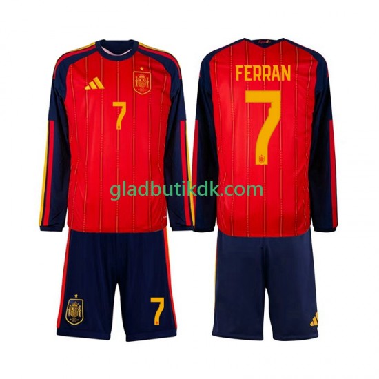 Hjemmebane Trøje Spanien Ferran Torres 7 World Cup 2026 L/Æ Børn(+Shorts)