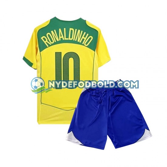 Hjemmebane Trøje Brasilien Ronaldiho 10 Retro 2004 K/Æ Børn(+Shorts)