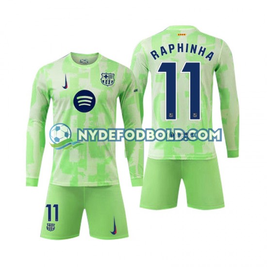3. Valg Trøje FC Barcelona Raphinha 11 2024-2025 L/Æ Børn(+Shorts)