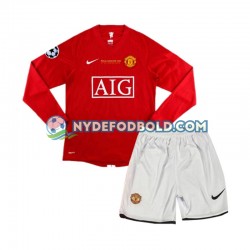 Hjemmebane Trøje Manchester United Champion League Retro 2007 L/Æ Børn(+Shorts)