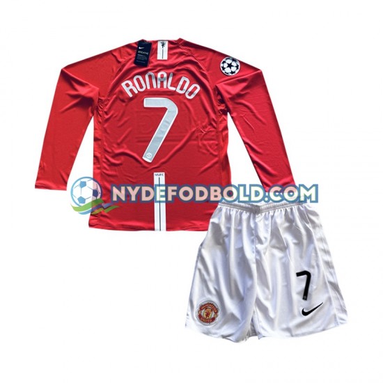 Hjemmebane Trøje Manchester United Cristiano Ronaldo 7 Champion League Retro 2007 L/Æ Børn(+Shorts)