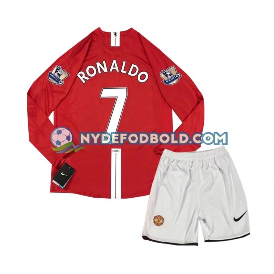 Hjemmebane Trøje Manchester United Cristiano Ronaldo 7 Retro 2007 L/Æ Børn(+Shorts)