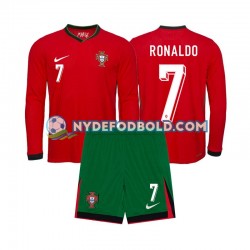Hjemmebane Trøje Portugal Ronaldo 7 Euro 2024 L/Æ Børn(+Shorts)