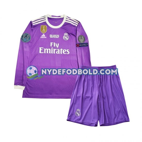 Udebane Trøje Real Madrid Retro 2016 L/Æ Børn(+Shorts)