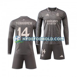 Udebane Trøje Real Madrid Tchouameni 14 2024-2025 L/Æ Børn(+Shorts)