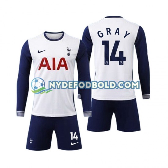 Hjemmebane Trøje Tottenham Spurs Gray 14 2024-2025 L/Æ Børn(+Shorts)