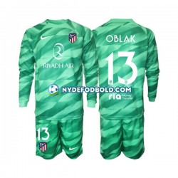Udebane Trøje Atlético Madrid Målmand Grøn Jan Oblak 13 2023-2024 L/Æ Børn(+Shorts)