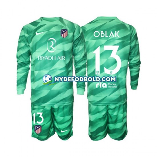 Udebane Trøje Atlético Madrid Målmand Grøn Jan Oblak 13 2023-2024 L/Æ Børn(+Shorts)