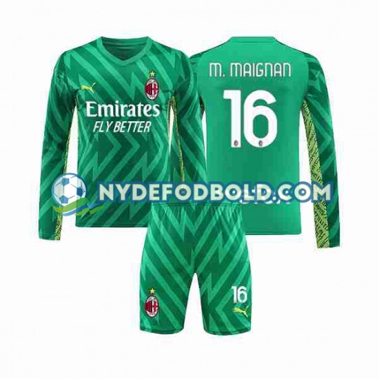 Hjemmebane Trøje AC Milan Målmand Mike Maignan 16 2023-2024 L/Æ Børn(+Shorts)