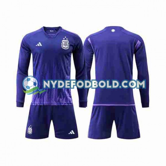 Udebane Trøje Argentina 3 Stars World Cup 2022 L/Æ Børn(+Shorts)