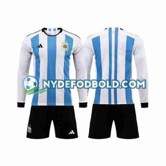 Hjemmebane Trøje Argentina 3 Stars World Cup 2022 L/Æ Børn(+Shorts)