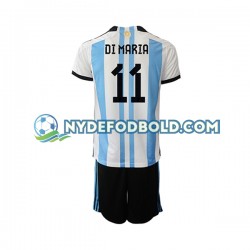 Hjemmebane Trøje Argentina Di Maria 11 World Cup 2022 K/Æ Børn(+Shorts)