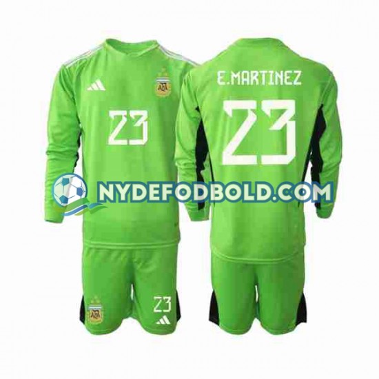 Hjemmebane Trøje Argentina Målmand Emiliano Martinez 23 World Cup 2022 L/Æ Børn(+Shorts)