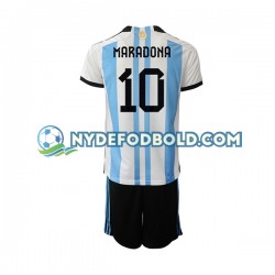 Hjemmebane Trøje Argentina Maradona 10 World Cup 2022 K/Æ Børn(+Shorts)