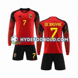 Hjemmebane Trøje Belgien De Bruyne 7 World Cup 2022 L/Æ Børn(+Shorts)