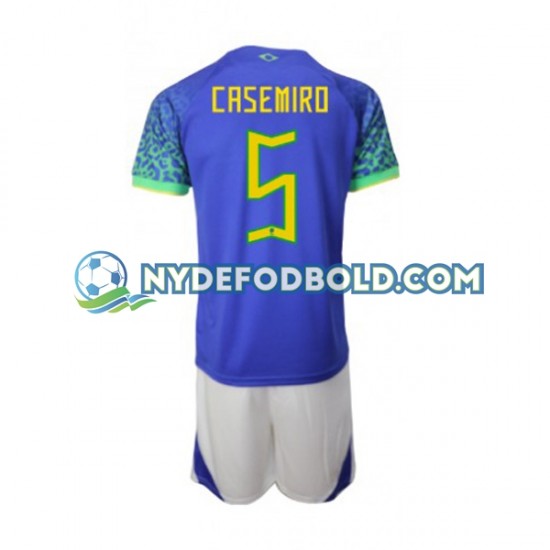 Udebane Trøje Brasilien Casemiro 5 World Cup 2022 K/Æ Børn(+Shorts)