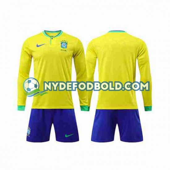 Hjemmebane Trøje Brasilien World Cup 2022 L/Æ Børn(+Shorts)