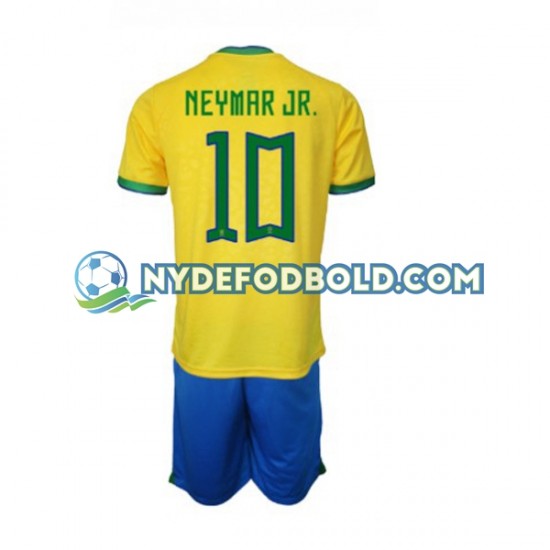 Hjemmebane Trøje Brasilien Neymar JR 10 World Cup 2022 K/Æ Børn(+Shorts)