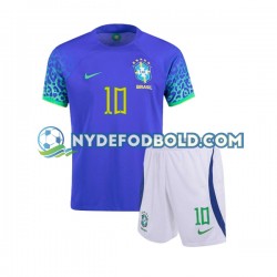 Udebane Trøje Brasilien Ronaldinho 10 World Cup 2022 K/Æ Børn(+Shorts)
