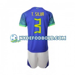 Udebane Trøje Brasilien Thiago Silva 3 World Cup 2022 K/Æ Børn(+Shorts)