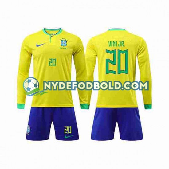 Hjemmebane Trøje Brasilien Vinicius Junior 20 World Cup 2022 L/Æ Børn(+Shorts)