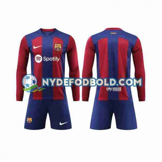 Hjemmebane Trøje FC Barcelona 2023-2024 L/Æ Børn(+Shorts)