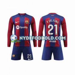 Hjemmebane Trøje FC Barcelona Frenkie de Jong 21 2023-2024 L/Æ Børn(+Shorts)