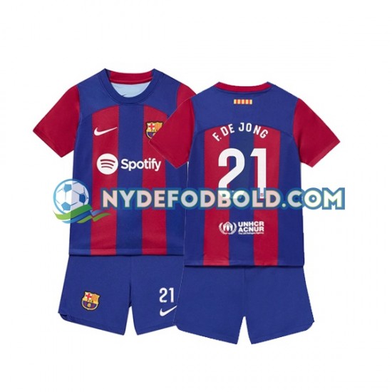 Hjemmebane Trøje FC Barcelona Frenkie de Jong 21 2023-2024 K/Æ Børn(+Shorts)