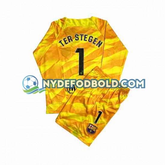 4. Valg Trøje FC Barcelona Målmand Ter Stegen 1 2023-2024 L/Æ Børn(+Shorts)