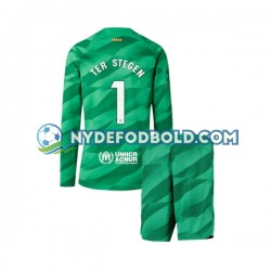 Hjemmebane Trøje FC Barcelona Målmand Ter Stegen 1 2023-2024 L/Æ Børn(+Shorts)
