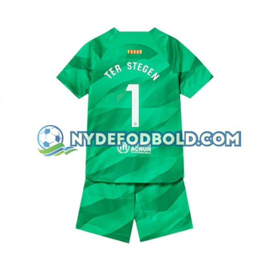 Hjemmebane Trøje FC Barcelona Målmand Ter Stegen 1 2023-2024 K/Æ Børn(+Shorts)