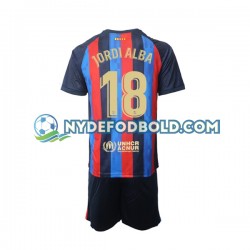 Hjemmebane Trøje FC Barcelona Jordi Alba 18 2022-2023 K/Æ Børn(+Shorts)