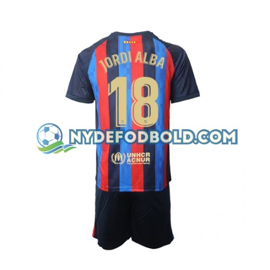 Hjemmebane Trøje FC Barcelona Jordi Alba 18 2022-2023 K/Æ Børn(+Shorts)
